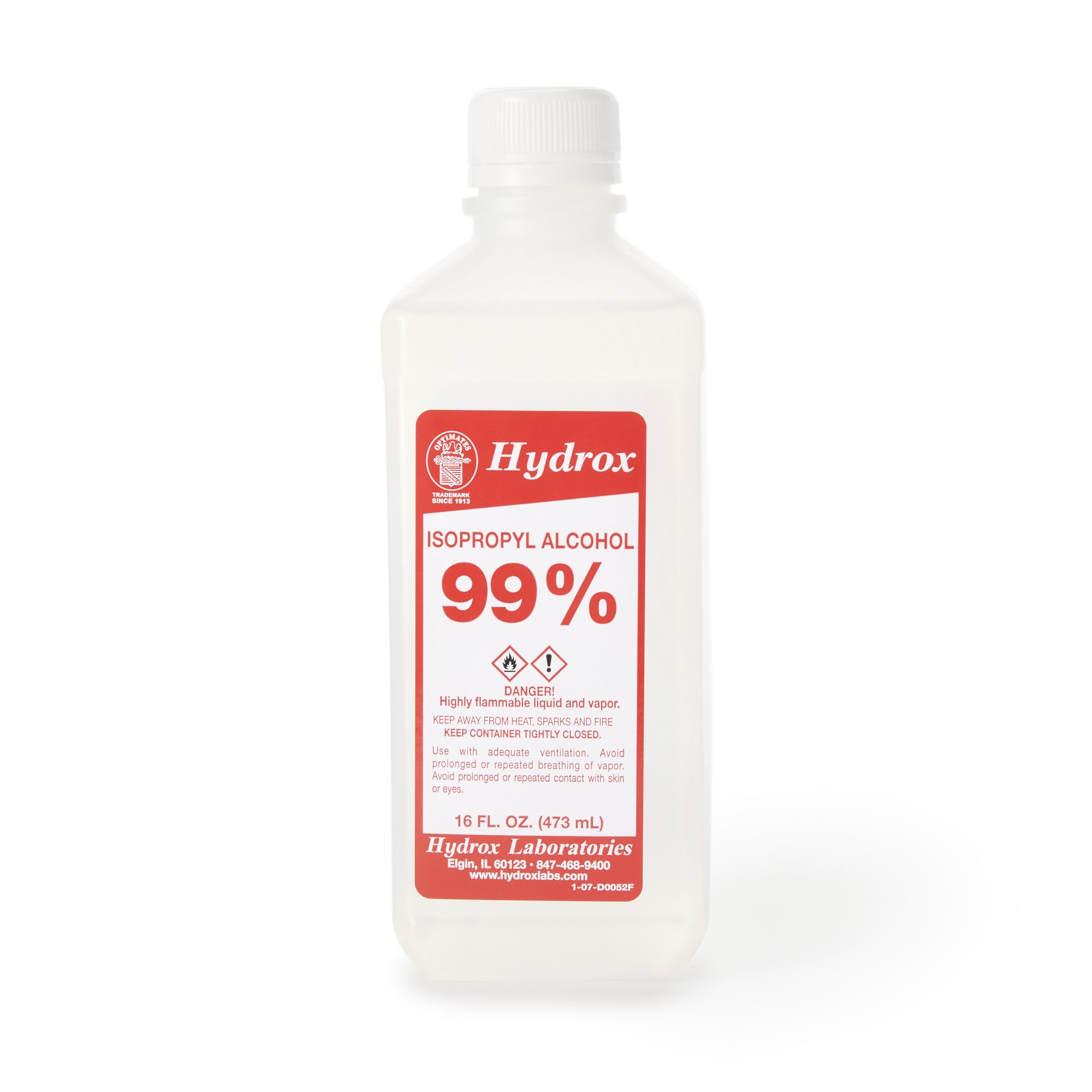 Alcohol Isopropyl Rubbing 99% Antiseptic Topical Liquid 16 oz. Bottle (1/BO 12/CS) by Hydrox Laboratories  ID D0052